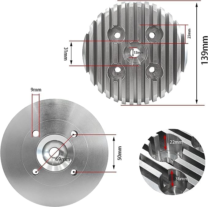 CDHPOWER LD100 Cylinder Head, Higher Performance Racing Head for 2 Stroke LD100-100cc/YD85 - Image 3